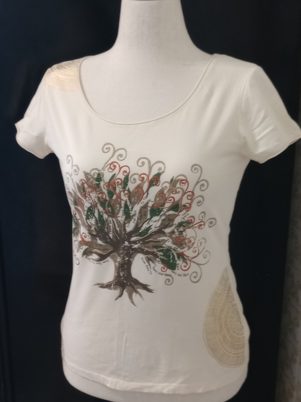 Ascend Cream Short-Sleeve Tee with Tree Graphic and Green/Brown Accents